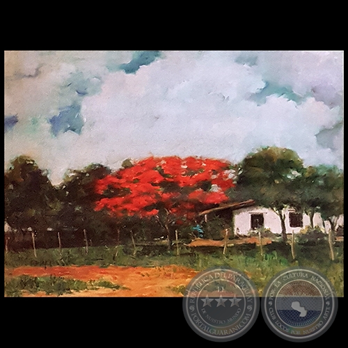 PAISAJE RURAL CON CHIVATO ROJO - Obra de FEDERICO ORDIÑANA